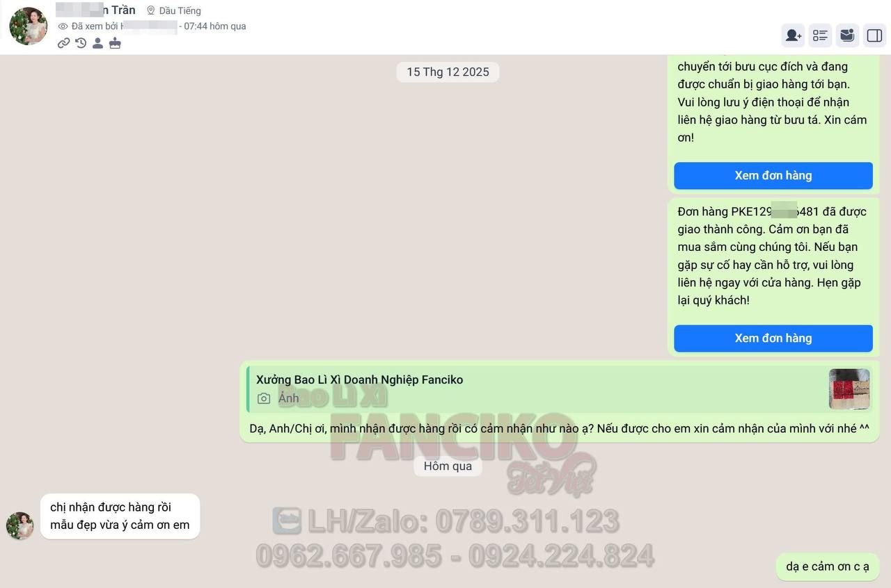 Feedback khách hàng Fanciko nhận hàng và khen mẫu đẹp